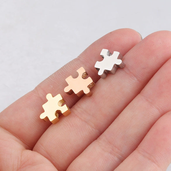 Stainless Steel Puzzle Small Hole Bead Mirror Polished Pendant Diy Jewelry Accessories