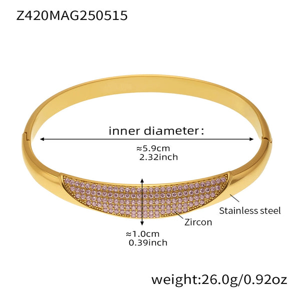 316L Stainless Steel Pvd Plated 18K Real Gold Mystery Starry Sky 5A Zircon Fashionable Geometric Bracelet