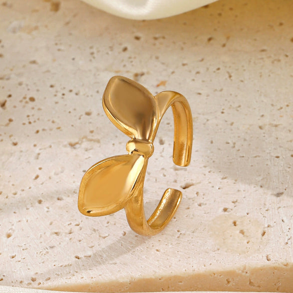 Stainless Steel Rabbit Ear Ring For Women Electroplated Hip Hop Style