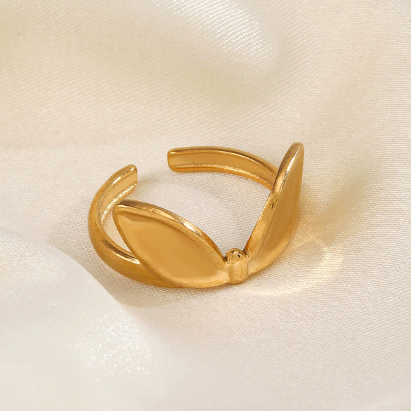 Stainless Steel Rabbit Ear Ring For Women Electroplated Hip Hop Style