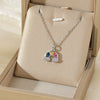 Stainless Steel Rainbow Plated Necklace With Mixed Gemstone Setting Cloud Pendant And O Word Chain
