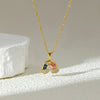 Stainless Steel Rainbow Plated Necklace With Mixed Gemstone Setting Cloud Pendant And O Word Chain