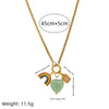 Stainless Steel Rainbow Zircon Love Pendant Necklace With Electroplating