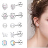 Stainless Steel Real Gold Electroplated Cartoon Heart Shape Zircon Inlaid Earrings Set
