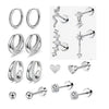 Stainless Steel Real Gold Electroplated Cartoon Heart Shape Zircon Inlaid Earrings Set
