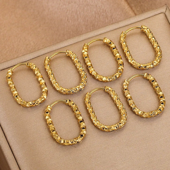 Stainless Steel Rectangular Ear Buckle With Starry Batch Pattern Polished And Electroplated For Jewelry Making Accessories