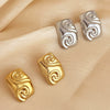 Stainless Steel Rectangular Heart Spiral Pattern Electroplating Design Earrings
