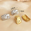 Stainless Steel Rectangular Heart Spiral Pattern Electroplating Design Earrings