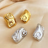 Stainless Steel Rectangular Heart Spiral Pattern Electroplating Design Earrings