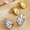 Stainless Steel Rectangular Heart Spiral Pattern Electroplating Design Earrings