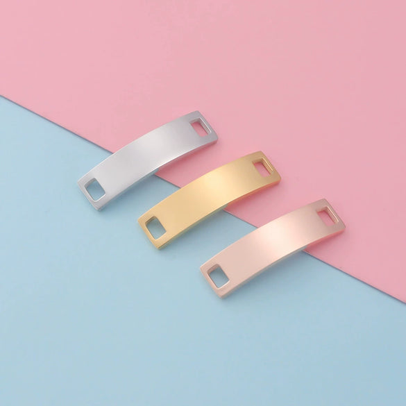 Stainless Steel Rectangular Jewelry Accessories Bend Double Hole Bracelet Connector Pendant With Electroplating
