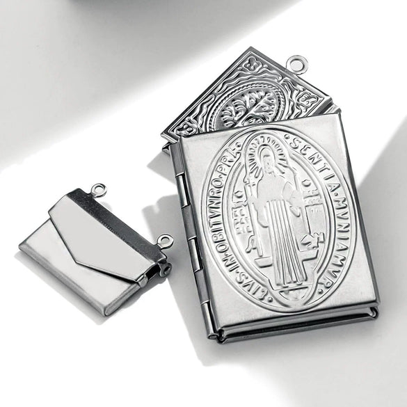 Stainless Steel Rectangular Photo Box Pendant Vintage Envelope Pendant Electroplated Jewelry Accessories