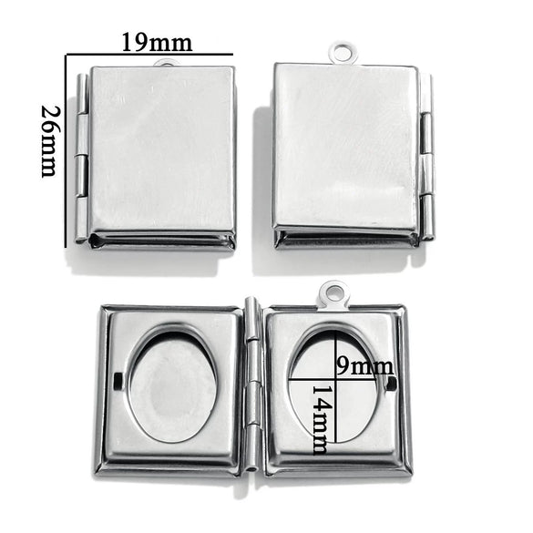 Stainless Steel Rectangular Photo Box Pendant Vintage Envelope Pendant Electroplated Jewelry Accessories