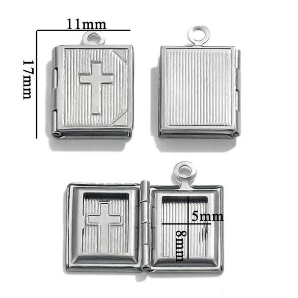 Stainless Steel Rectangular Photo Box Pendant Vintage Envelope Pendant Electroplated Jewelry Accessories
