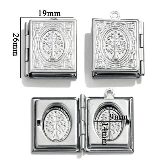 Stainless Steel Rectangular Photo Box Pendant Vintage Envelope Pendant Electroplated Jewelry Accessories