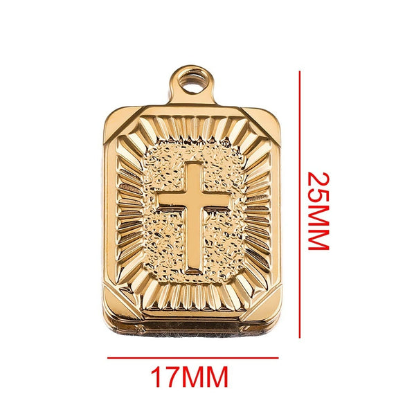 Stainless Steel Rectangular Punk Jewelry Pendant With Geometric Pattern And Vacuum Plating