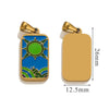 Stainless Steel Rectangular Tarot Star Pendant With Fish Pattern Enamel Palm Moon Tag Electroplated Cartoon Style Diy Necklace