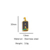 Stainless Steel Rectangular Tarot Starry Sky Pendant With Vacuum Plated And Dripping Oil Process Diy Necklace