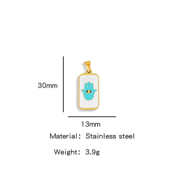 Stainless Steel Rectangular Tarot Starry Sky Pendant With Vacuum Plated And Dripping Oil Process Diy Necklace