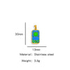 Stainless Steel Rectangular Tarot Starry Sky Pendant With Vacuum Plated And Dripping Oil Process Diy Necklace