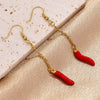 Stainless Steel Red Pepper Oildripping Pendant Earrings Jewelry Accessories
