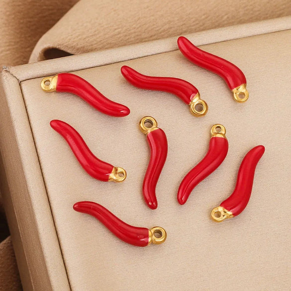 Stainless Steel Red Pepper Oildripping Pendant Earrings Jewelry Accessories