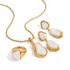Stainless Steel Resin Jewelry With Geometric Pattern And Electroplating Process For Women