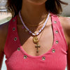 Stainless Steel Retro Animal Geometric Conch Pendant Necklace With Electroplating For Women