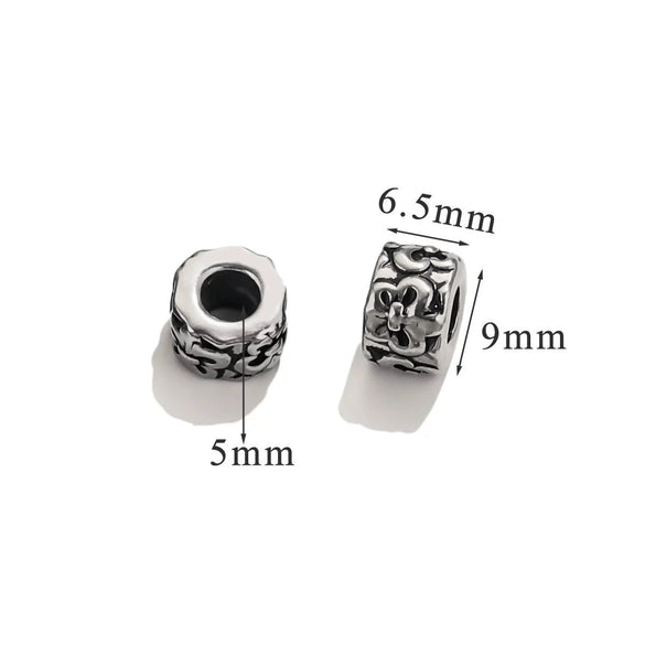 Stainless Steel Retro Black Pattern Handwoven Rope Beaded Bracelet Jewelry With 18K Gold Vacuum Plating