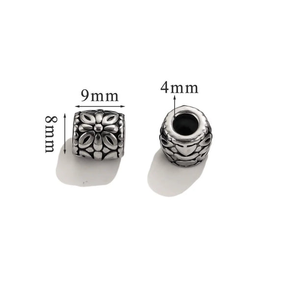 Stainless Steel Retro Black Pattern Handwoven Rope Beaded Bracelet Jewelry With 18K Gold Vacuum Plating