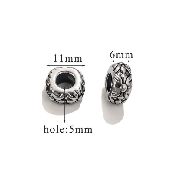 Stainless Steel Retro Black Pattern Handwoven Rope Beaded Bracelet Jewelry With 18K Gold Vacuum Plating