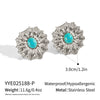 Stainless Steel Retro Flower Earrings For Women With Electroplating Design