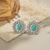 Stainless Steel Retro Flower Earrings For Women With Electroplating Design