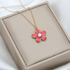 Stainless Steel Retro Flower Pendant Necklace With Electroplating
