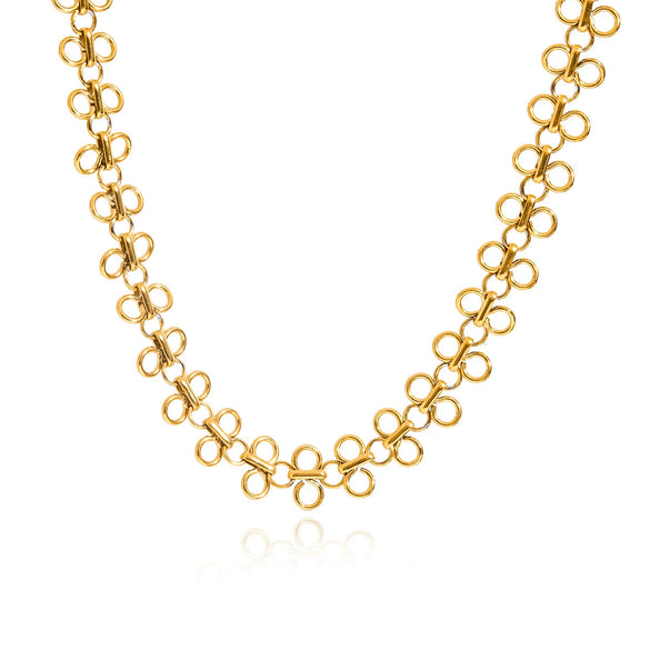 Stainless Steel Retro Four Leaf Clover Cut Out Necklace Jewelry