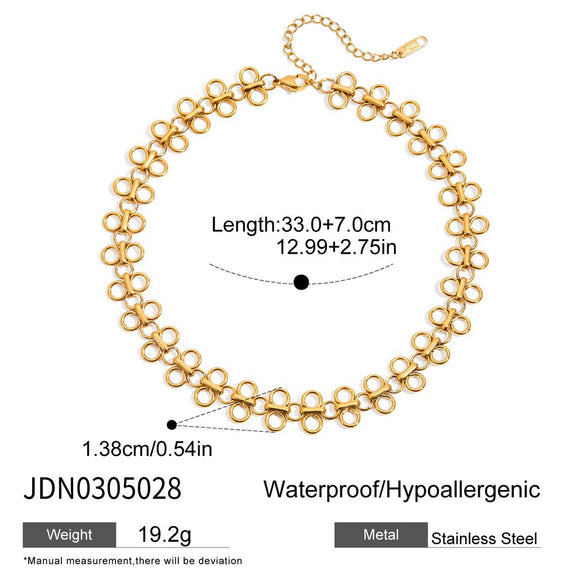 Stainless Steel Retro Four Leaf Clover Cut Out Necklace Jewelry