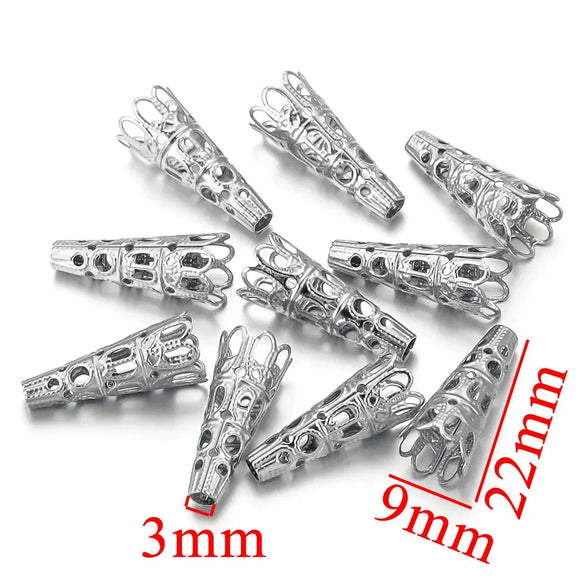Stainless Steel Retro Funnelshaped Flower Bead Cover For Diy Necklace Bracelet Jewelry With Electroplating And 18K Gold Vacuum Plating