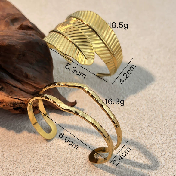 Stainless Steel Retro Geometric Open Bracelet Electroplated Jewelry