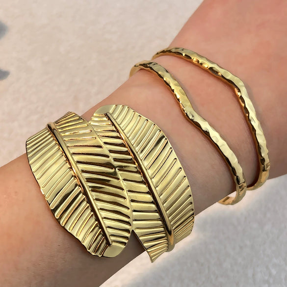 Stainless Steel Retro Geometric Open Bracelet Electroplated Jewelry
