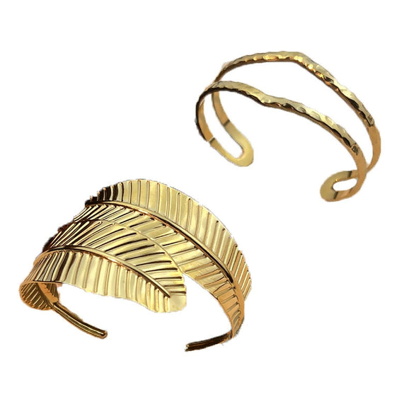 Stainless Steel Retro Geometric Open Bracelet Electroplated Jewelry