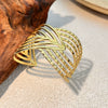 Stainless Steel Retro Geometric Opening Adjustable Bracelet With Electroplating Design