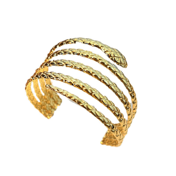 Stainless Steel Retro Geometric Opening Adjustable Bracelet With Electroplating Design