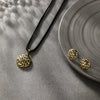 Stainless Steel Retro Old Design Neutral Style Electroplating Necklace And Earrings Set