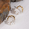 Stainless Steel Retro Pearl Geometric Earrings With Electroplating For Women