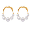 Stainless Steel Retro Pearl Geometric Earrings With Electroplating For Women