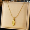 Stainless Steel Retro Personality Devil's Eye Palm Pendant Jewelry Necklace With Bamboo Chain And Electroplating
