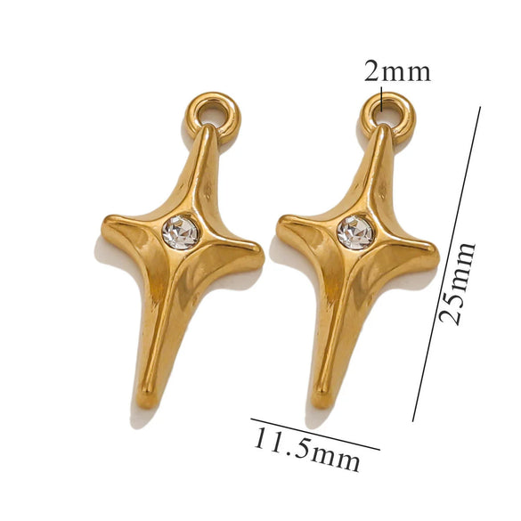 Stainless Steel Retro Starfish Love Diamond Pendant Bow Necklace Electroplating Jewelry Accessories