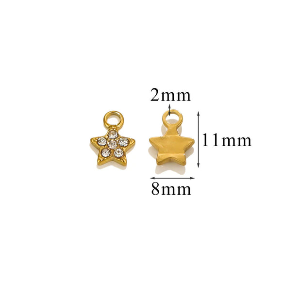 Stainless Steel Retro Starfish Love Diamond Pendant Bow Necklace Electroplating Jewelry Accessories
