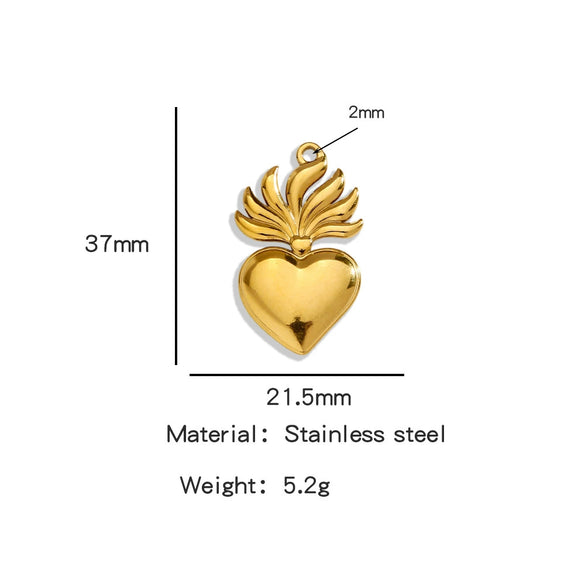 Stainless Steel Retro Style Heart Pendant Electroplating Process Bracelet Necklace Diy Accessories