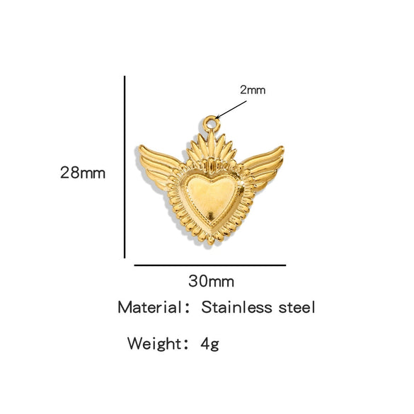 Stainless Steel Retro Style Heart Pendant Electroplating Process Bracelet Necklace Diy Accessories